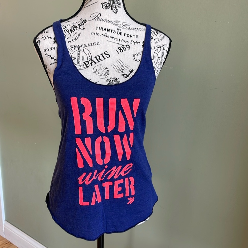 American Apparel “Run Now Wine Later” Razorback Tank- M